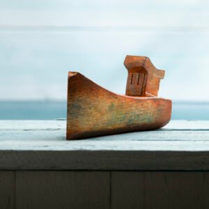 wood fishing boat ornament