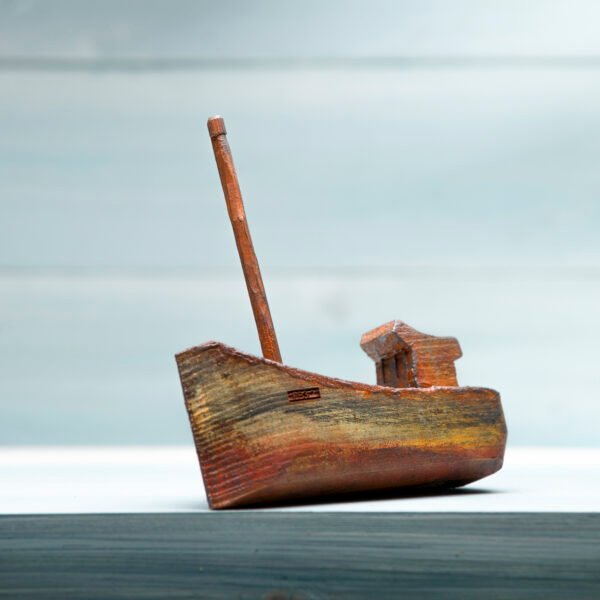 wooden fishing boat ornament